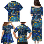 Personalized Gold Coast Titans Family Matching Puletasi and Hawaiian Shirt Aboriginal Pattern with Graffiti Style Design
