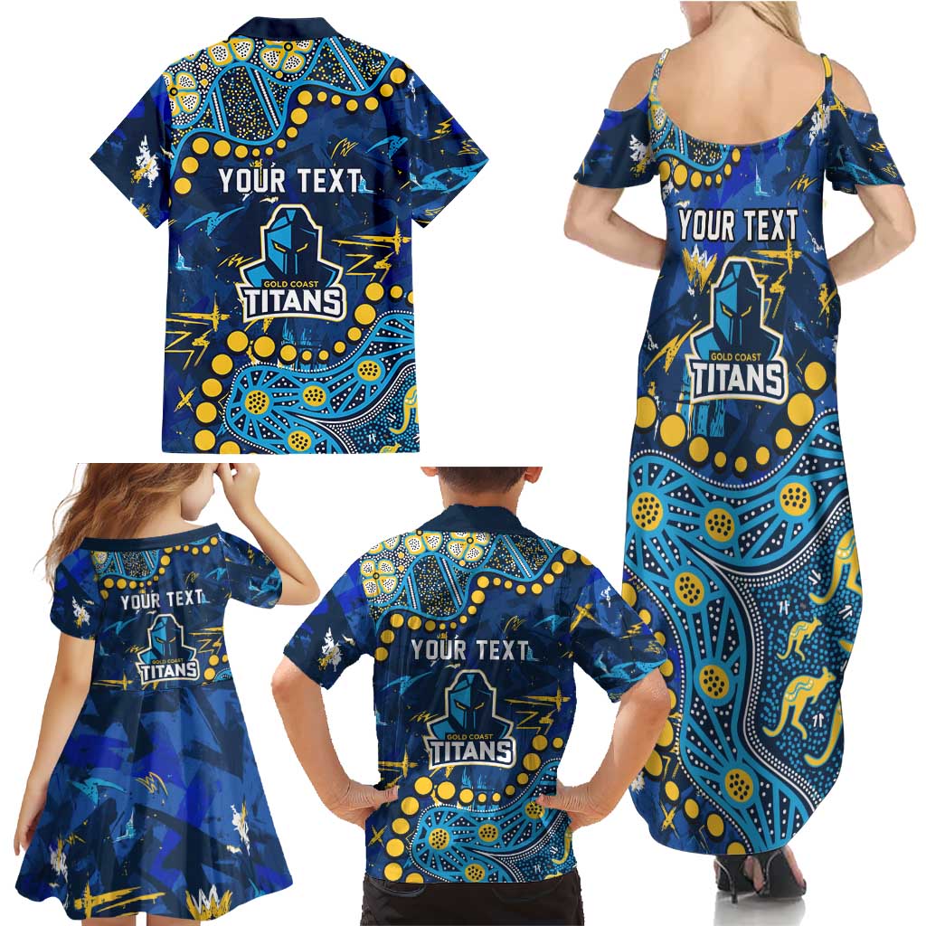 Personalized Gold Coast Titans Family Matching Summer Maxi Dress and Hawaiian Shirt Aboriginal Pattern with Graffiti Style Design
