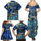 Personalized Gold Coast Titans Family Matching Summer Maxi Dress and Hawaiian Shirt Aboriginal Pattern with Graffiti Style Design
