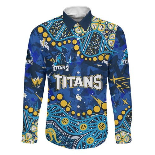 Personalized Gold Coast Titans Family Matching Summer Maxi Dress and Hawaiian Shirt Aboriginal Pattern with Graffiti Style Design