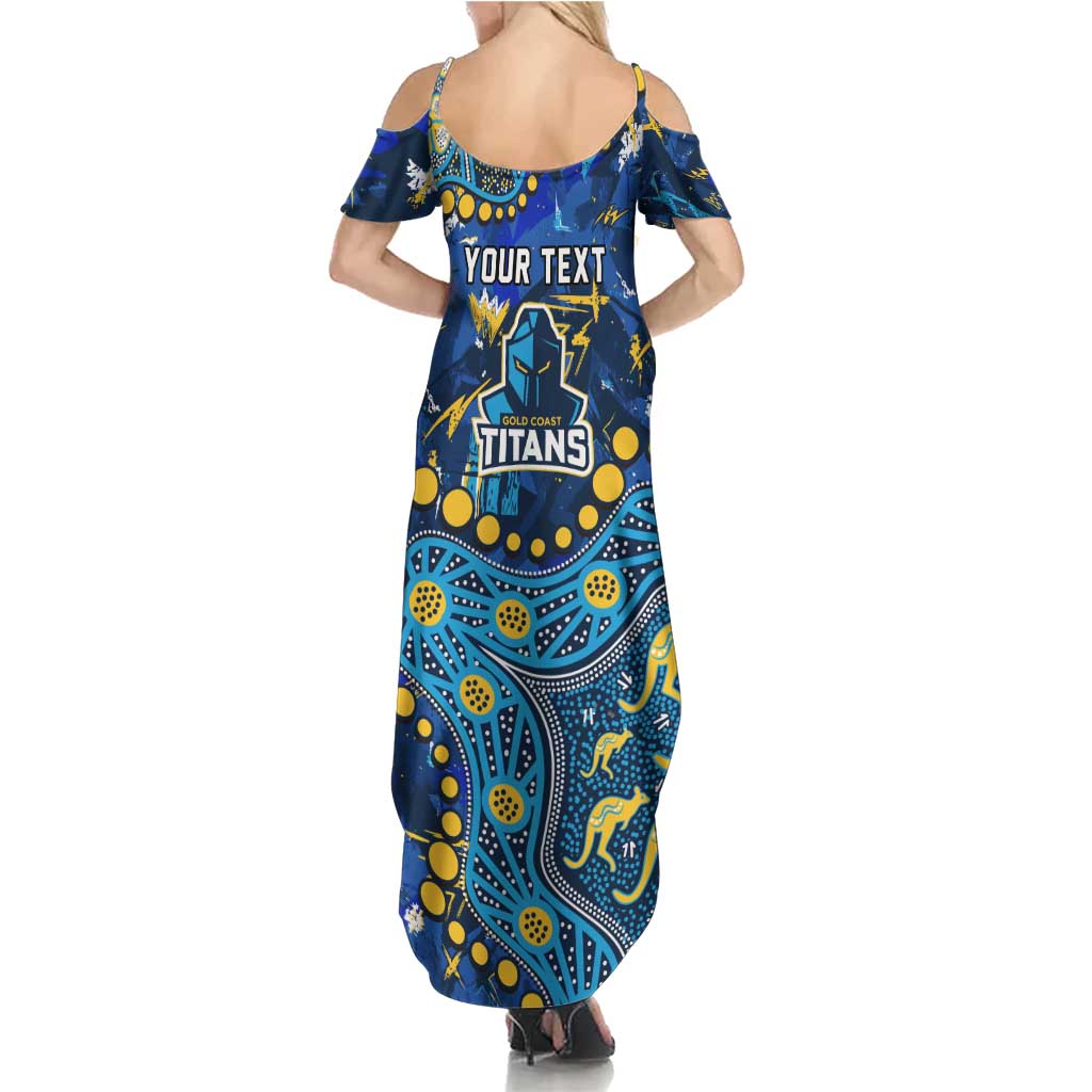 Personalized Gold Coast Titans Family Matching Summer Maxi Dress and Hawaiian Shirt Aboriginal Pattern with Graffiti Style Design