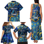 Personalized Gold Coast Titans Family Matching Tank Maxi Dress and Hawaiian Shirt Aboriginal Pattern with Graffiti Style Design