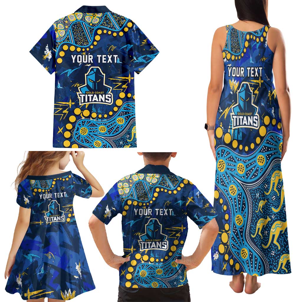 Personalized Gold Coast Titans Family Matching Tank Maxi Dress and Hawaiian Shirt Aboriginal Pattern with Graffiti Style Design
