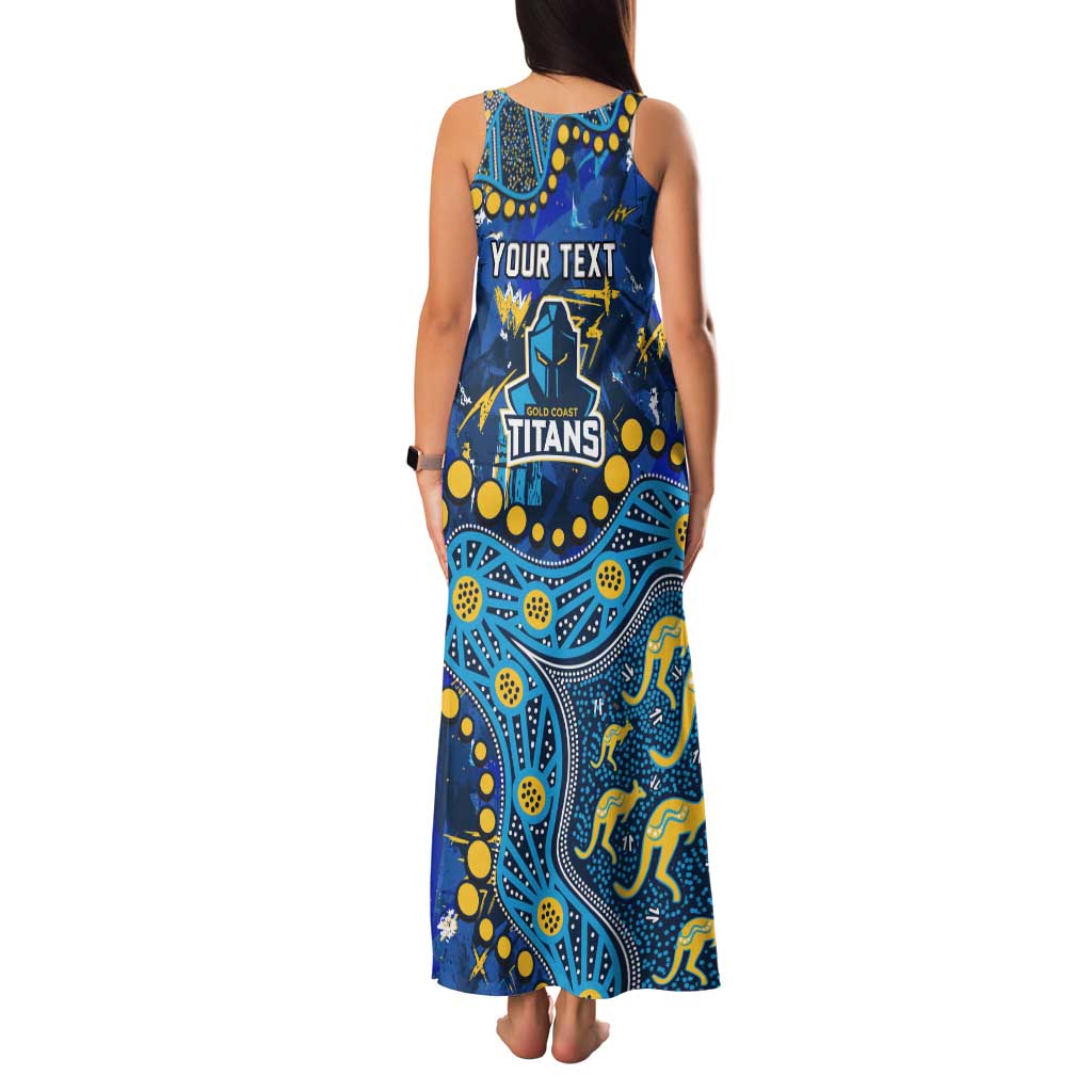 Personalized Gold Coast Titans Family Matching Tank Maxi Dress and Hawaiian Shirt Aboriginal Pattern with Graffiti Style Design