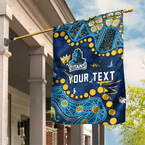 Personalized Gold Coast Titans Garden Flag Aboriginal Pattern with Graffiti Style Design