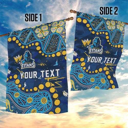 Personalized Gold Coast Titans Garden Flag Aboriginal Pattern with Graffiti Style Design