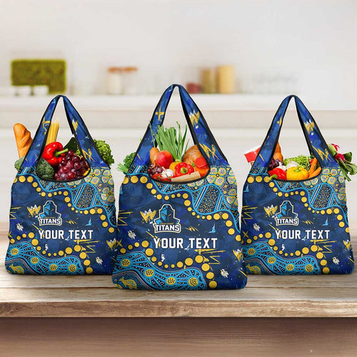Personalized Gold Coast Titans Grocery Bag Aboriginal Pattern with Graffiti Style Design