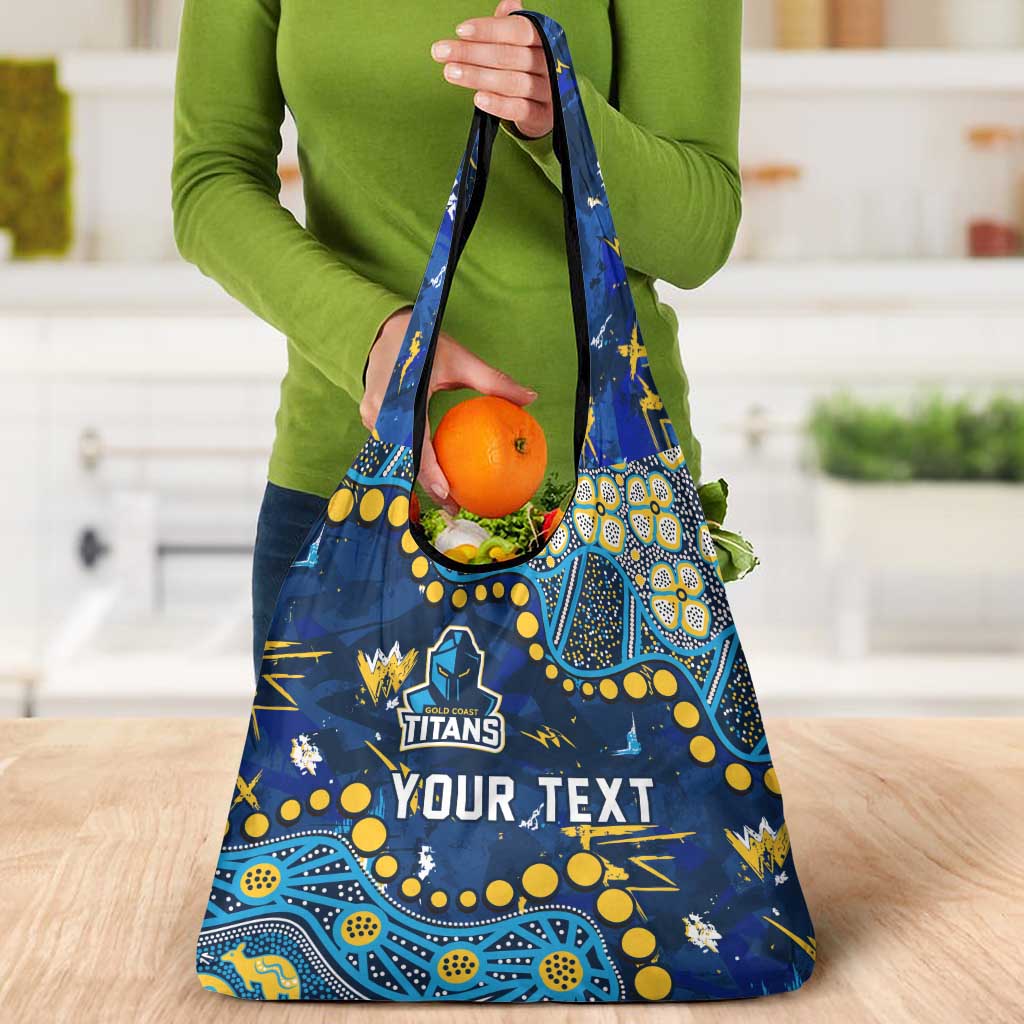 Personalized Gold Coast Titans Grocery Bag Aboriginal Pattern with Graffiti Style Design