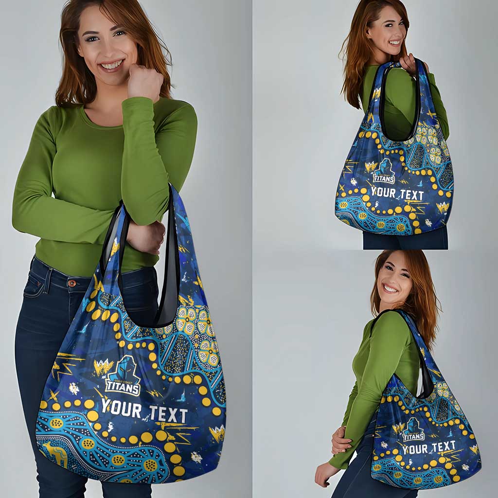 Personalized Gold Coast Titans Grocery Bag Aboriginal Pattern with Graffiti Style Design