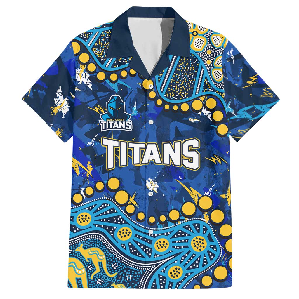Personalized Gold Coast Titans Hawaiian Shirt Aboriginal Pattern with Graffiti Style Design