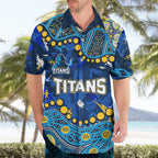 Personalized Gold Coast Titans Hawaiian Shirt Aboriginal Pattern with Graffiti Style Design
