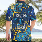 Personalized Gold Coast Titans Hawaiian Shirt Aboriginal Pattern with Graffiti Style Design
