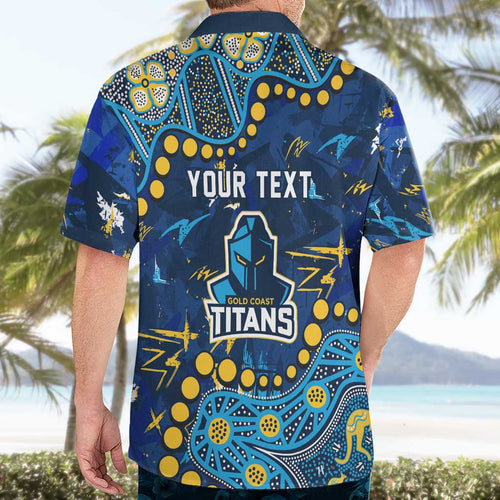 Personalized Gold Coast Titans Hawaiian Shirt Aboriginal Pattern with Graffiti Style Design
