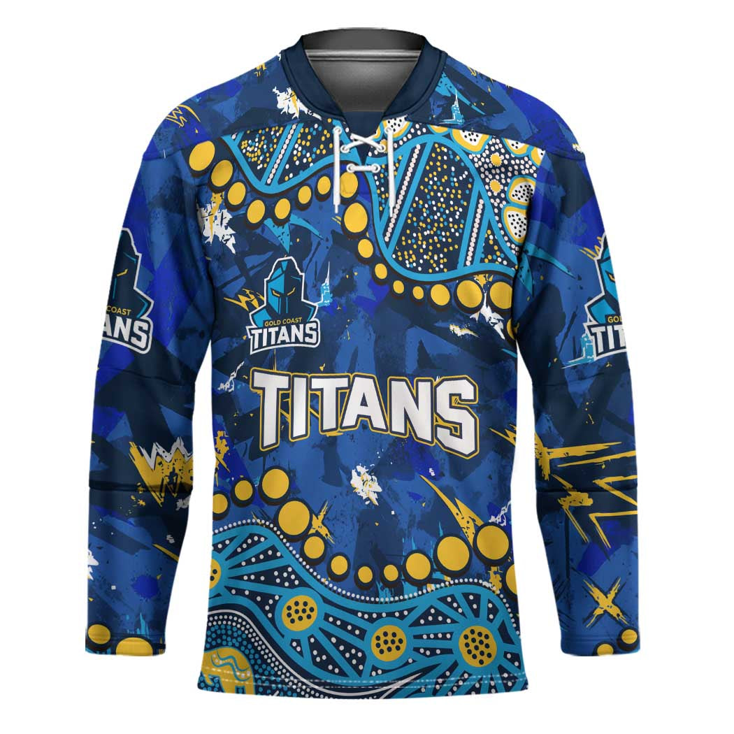 Personalized Gold Coast Titans Hockey Jersey Aboriginal Pattern with Graffiti Style Design