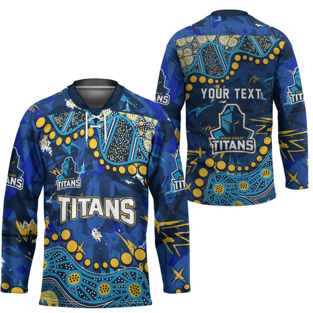Personalized Gold Coast Titans Hockey Jersey Aboriginal Pattern with Graffiti Style Design
