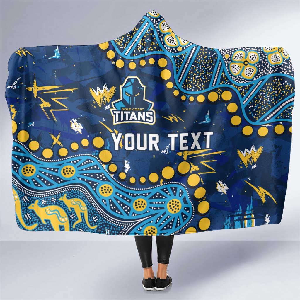 Personalized Gold Coast Titans Hooded Blanket Aboriginal Pattern with Graffiti Style Design