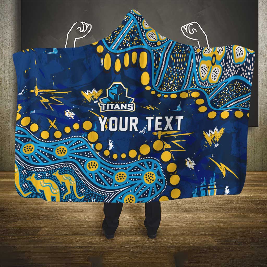 Personalized Gold Coast Titans Hooded Blanket Aboriginal Pattern with Graffiti Style Design