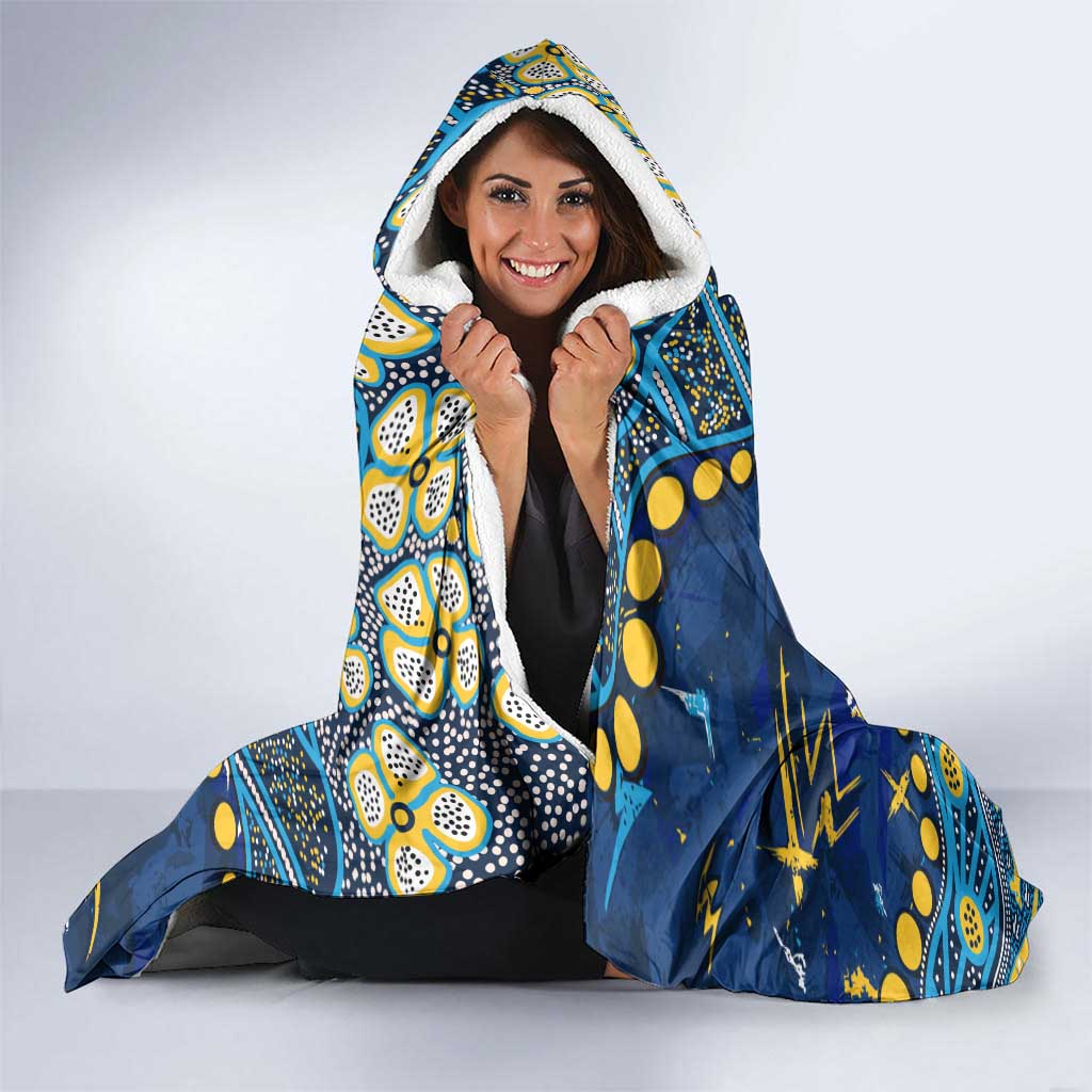 Personalized Gold Coast Titans Hooded Blanket Aboriginal Pattern with Graffiti Style Design