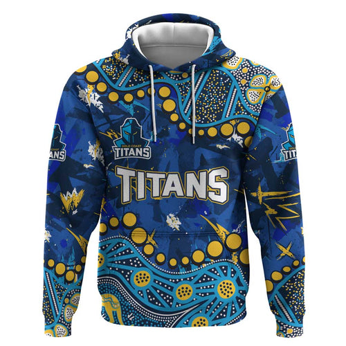 Personalized Gold Coast Titans Hoodie Aboriginal Pattern with Graffiti Style Design