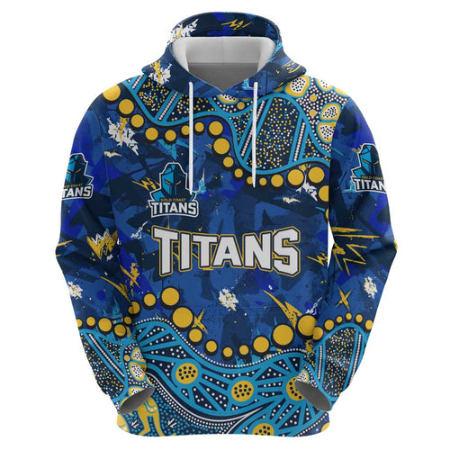 Personalized Gold Coast Titans Hoodie Aboriginal Pattern with Graffiti Style Design