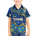 Personalized Gold Coast Titans Kid Hawaiian Shirt Aboriginal Pattern with Graffiti Style Design