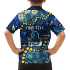 Personalized Gold Coast Titans Kid Hawaiian Shirt Aboriginal Pattern with Graffiti Style Design