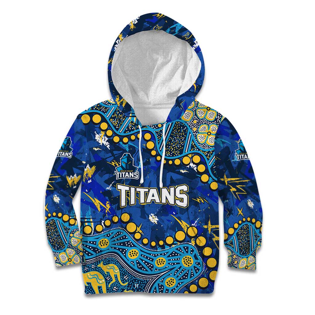 Personalized Gold Coast Titans Kid Hoodie Aboriginal Pattern with Graffiti Style Design