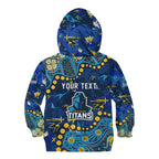 Personalized Gold Coast Titans Kid Hoodie Aboriginal Pattern with Graffiti Style Design