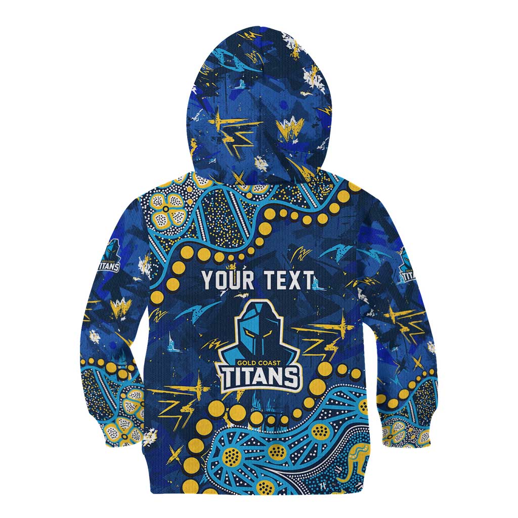 Personalized Gold Coast Titans Kid Hoodie Aboriginal Pattern with Graffiti Style Design