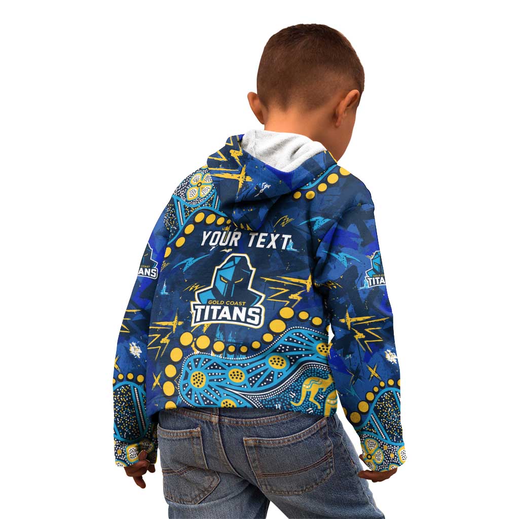 Personalized Gold Coast Titans Kid Hoodie Aboriginal Pattern with Graffiti Style Design