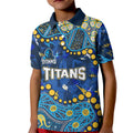 Personalized Gold Coast Titans Kid Polo Shirt Aboriginal Pattern with Graffiti Style Design