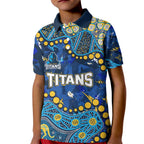 Personalized Gold Coast Titans Kid Polo Shirt Aboriginal Pattern with Graffiti Style Design