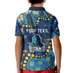 Personalized Gold Coast Titans Kid Polo Shirt Aboriginal Pattern with Graffiti Style Design