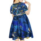 Personalized Gold Coast Titans Kid Short Sleeve Dress Aboriginal Pattern with Graffiti Style Design
