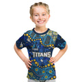 Personalized Gold Coast Titans Kid T Shirt Aboriginal Pattern with Graffiti Style Design