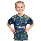 Personalized Gold Coast Titans Kid T Shirt Aboriginal Pattern with Graffiti Style Design