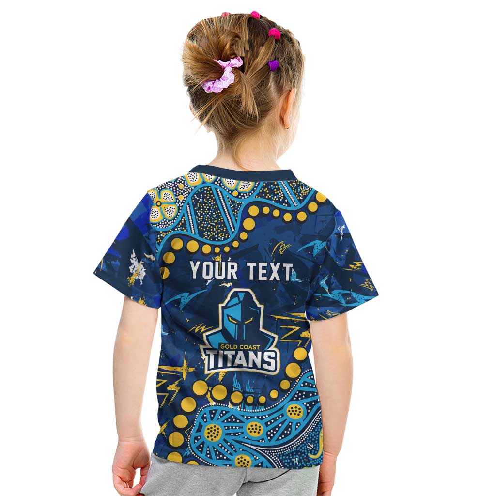 Personalized Gold Coast Titans Kid T Shirt Aboriginal Pattern with Graffiti Style Design