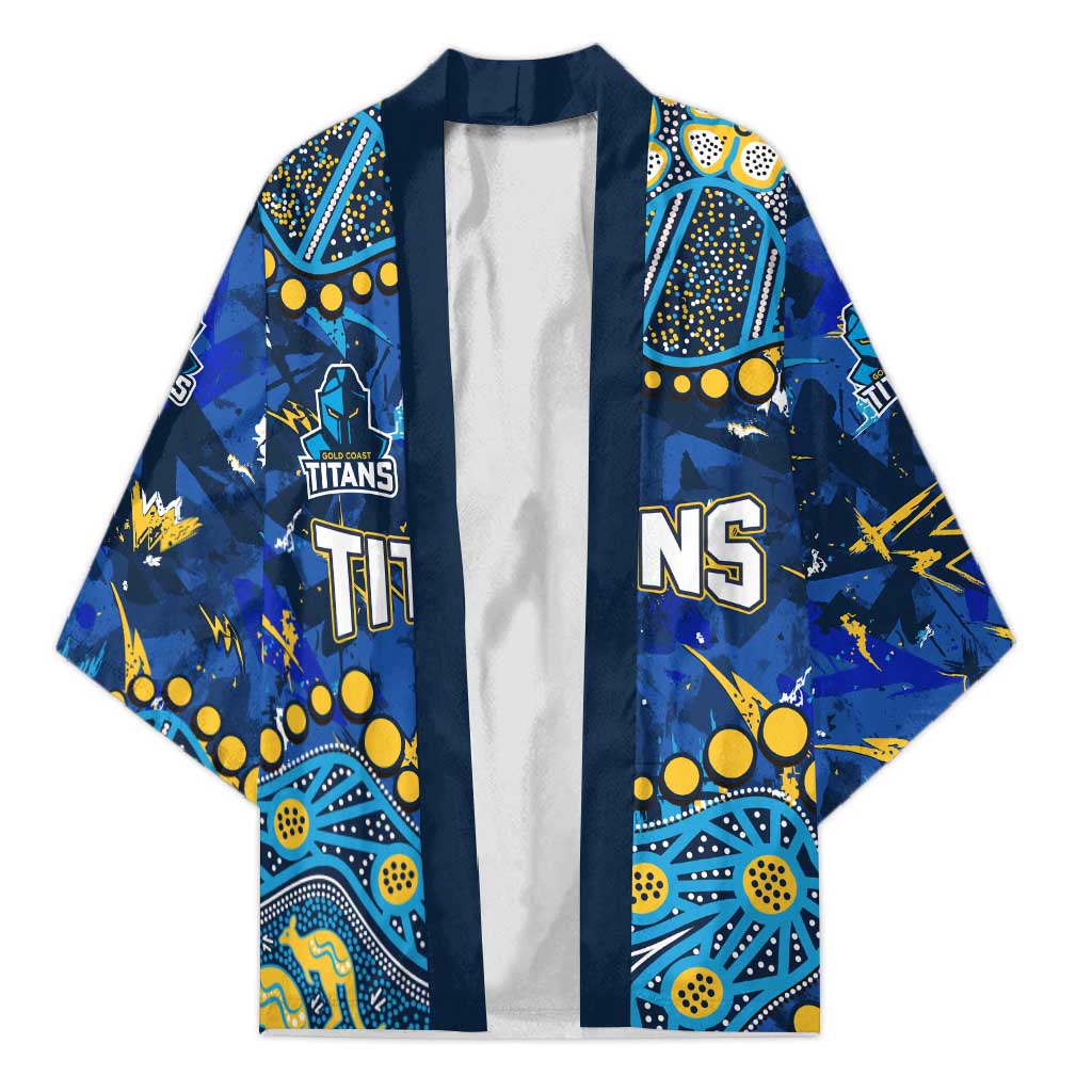 Personalized Gold Coast Titans Kimono Aboriginal Pattern with Graffiti Style Design