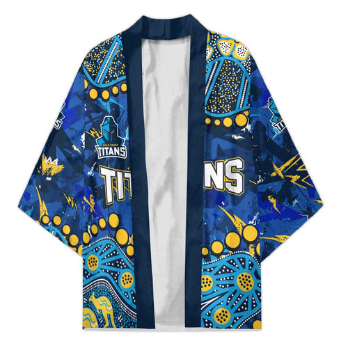 Personalized Gold Coast Titans Kimono Aboriginal Pattern with Graffiti Style Design