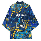 Personalized Gold Coast Titans Kimono Aboriginal Pattern with Graffiti Style Design