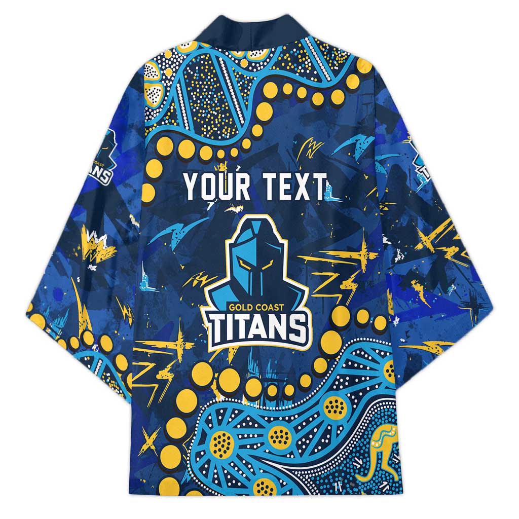 Personalized Gold Coast Titans Kimono Aboriginal Pattern with Graffiti Style Design