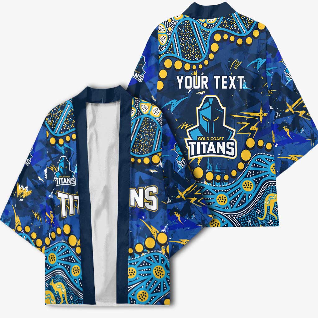 Personalized Gold Coast Titans Kimono Aboriginal Pattern with Graffiti Style Design
