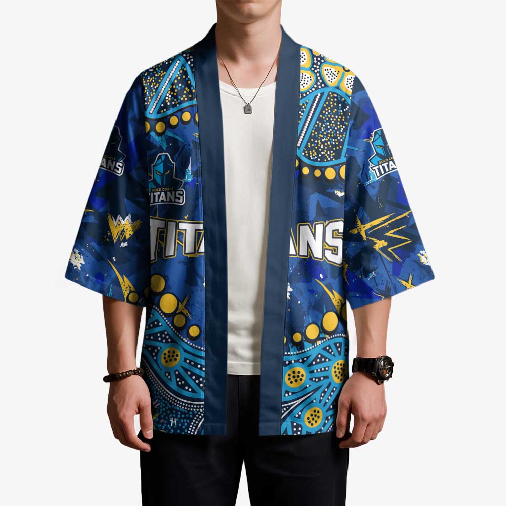 Personalized Gold Coast Titans Kimono Aboriginal Pattern with Graffiti Style Design