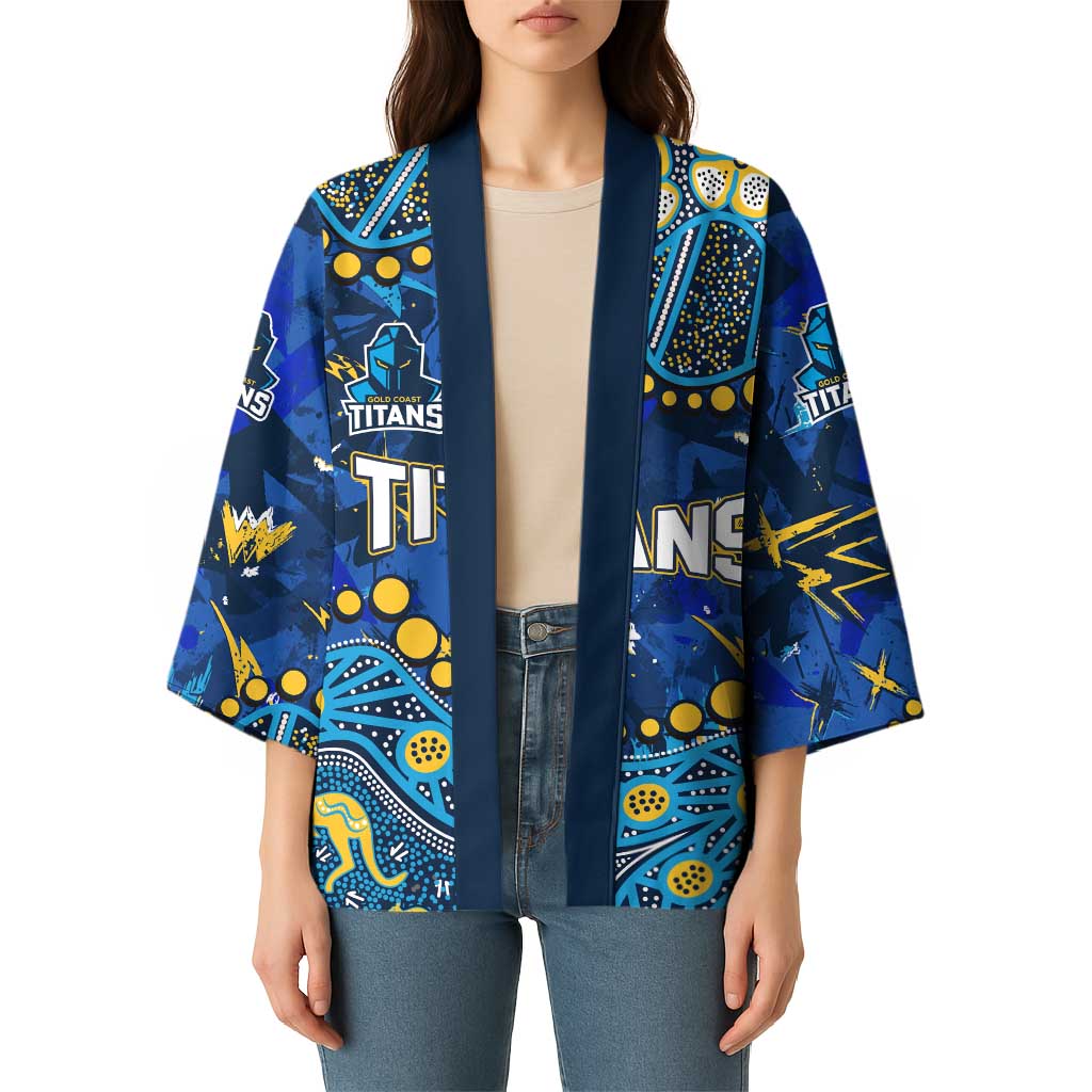 Personalized Gold Coast Titans Kimono Aboriginal Pattern with Graffiti Style Design