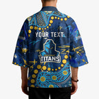 Personalized Gold Coast Titans Kimono Aboriginal Pattern with Graffiti Style Design