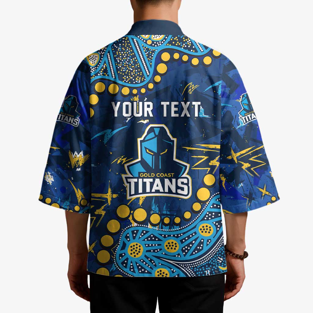 Personalized Gold Coast Titans Kimono Aboriginal Pattern with Graffiti Style Design