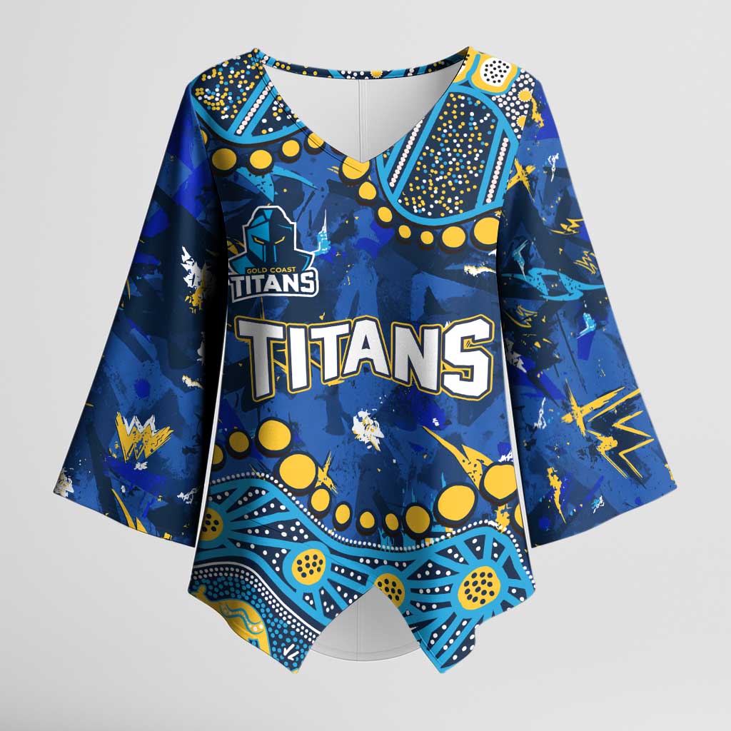 Personalized Gold Coast Titans Kimono Sleeve Blouse Aboriginal Pattern with Graffiti Style Design