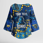 Personalized Gold Coast Titans Kimono Sleeve Blouse Aboriginal Pattern with Graffiti Style Design