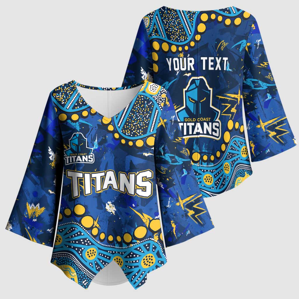 Personalized Gold Coast Titans Kimono Sleeve Blouse Aboriginal Pattern with Graffiti Style Design