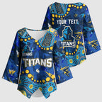 Personalized Gold Coast Titans Kimono Sleeve Blouse Aboriginal Pattern with Graffiti Style Design